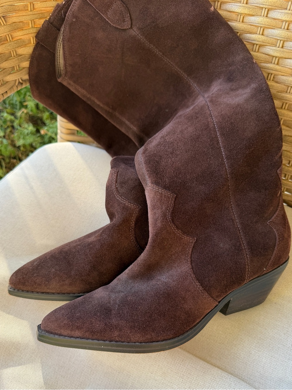Marc Fisher LTD Ander Brown Suede Western Knee High Pointed Toe Boots Womens 7.5